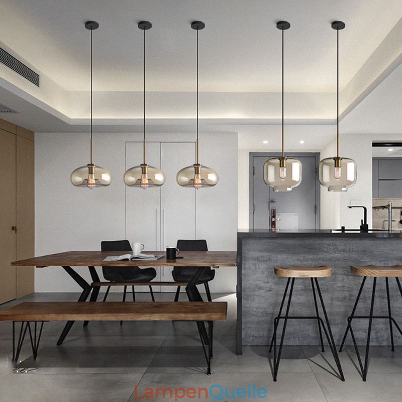Glas Pendelleuchte Minimalistische Cognac Farbe Dekorative Glasleuchte