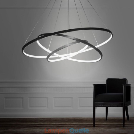 Moderne Pendelleuchte Aluminium Schwarz 3 Ring Hängeleuchte Moderne Pendelleuchte Aluminium Schwarz 3 Ring Hängeleuchte