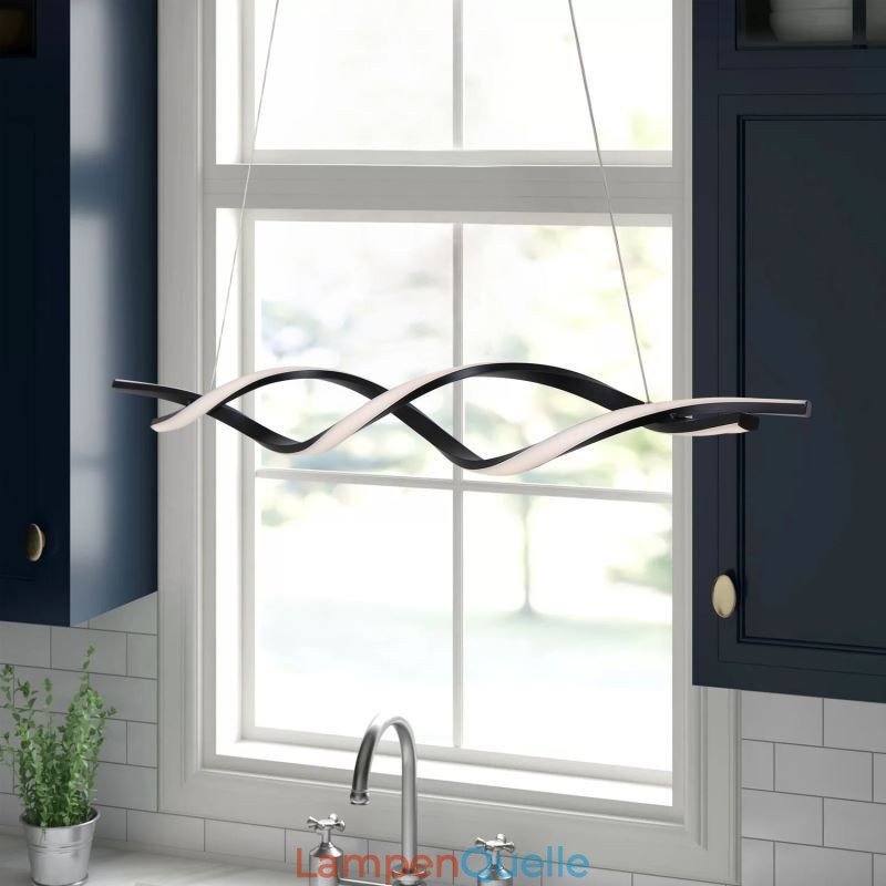 Moderne Pendelleuchte in Wellenform, schwarze Hängelampen