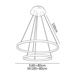 Moderne einfache Pendelleuchte aus Aluminium mit Doppelring-Hängeleuchte