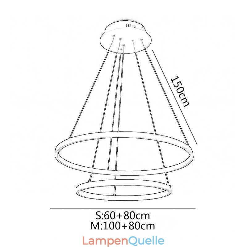 Moderne einfache Pendelleuchte aus Aluminium mit Doppelring-Hängeleuchte
