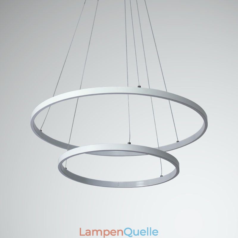 Moderne einfache Pendelleuchte aus Aluminium mit Doppelring-Hängeleuchte