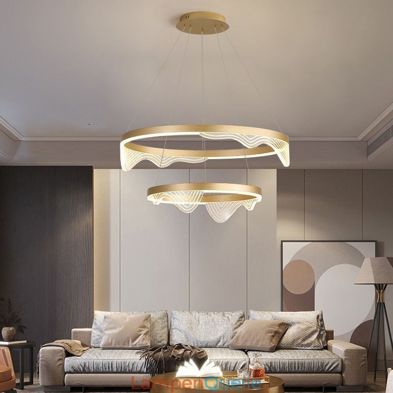 Golden Wave Ripple Pendelleuchte Deckenleuchte 2-flammig