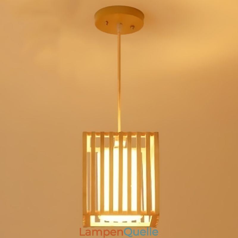 Minimalistische Holzkäfig-Pendelleuchte