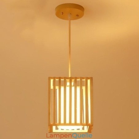 Minimalistische Holzkäfig-Pendelleuchte Minimalistische Holzkäfig-Pendelleuchte