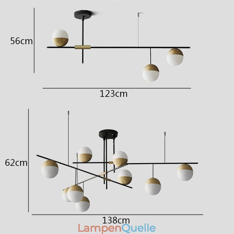 Kronleuchter-Deckenleuchte mit Glaskugeln
