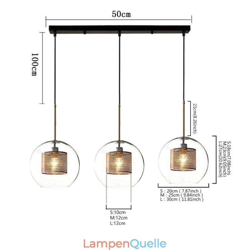 Minimalistische Glas Cluster Pendelleuchte 3 Licht Deckenleuchte Insel
