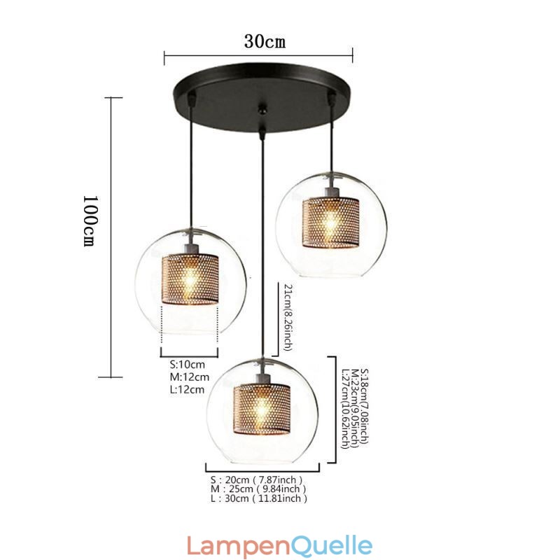 Minimalistische Glas Cluster Pendelleuchte 3 Licht Deckenleuchte Insel
