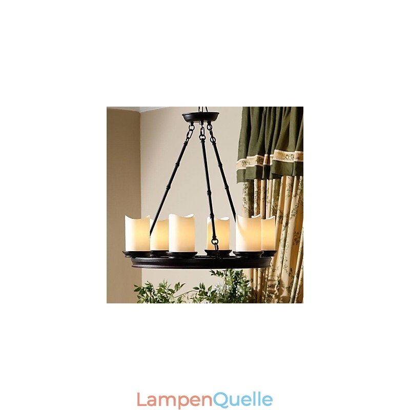 Vintage Kronleuchter 6 Lichter Stahl und Glas