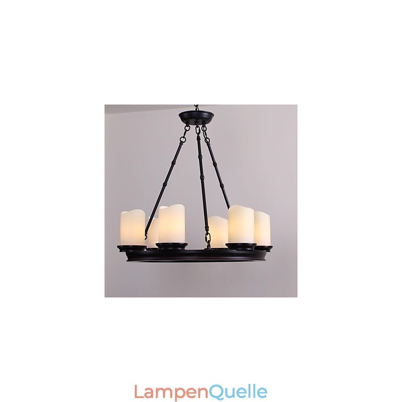 Vintage Kronleuchter 6 Lichter Stahl und Glas