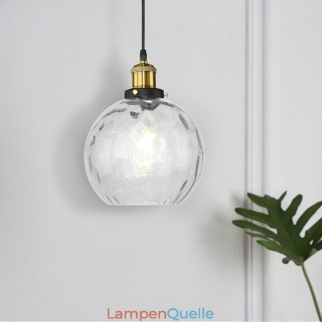 Moderne Pendelleuchte aus Glas, runde Pendelleuchte mit Wassermuster Moderne Pendelleuchte aus Glas, runde Pendelleuchte mit Wassermuster