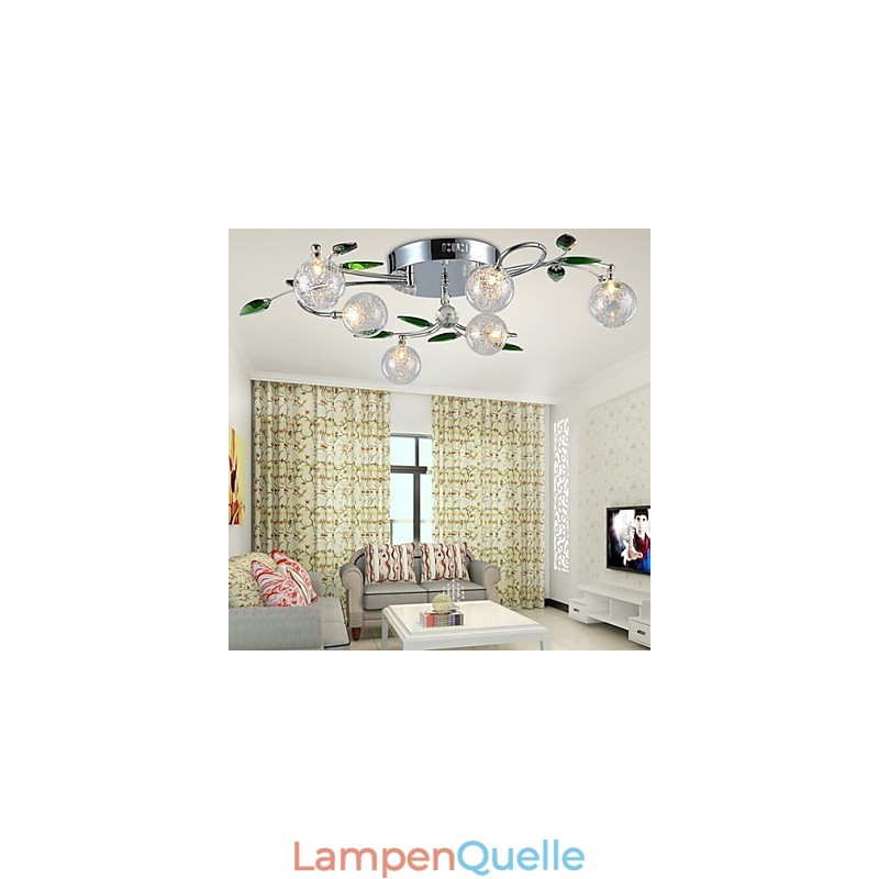 Kronleuchter 6 Lichter Land Aluminium Glas Chrom