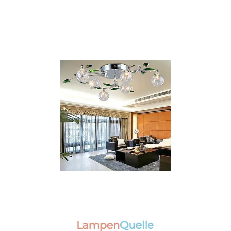 Kronleuchter 6 Lichter Land Aluminium Glas Chrom