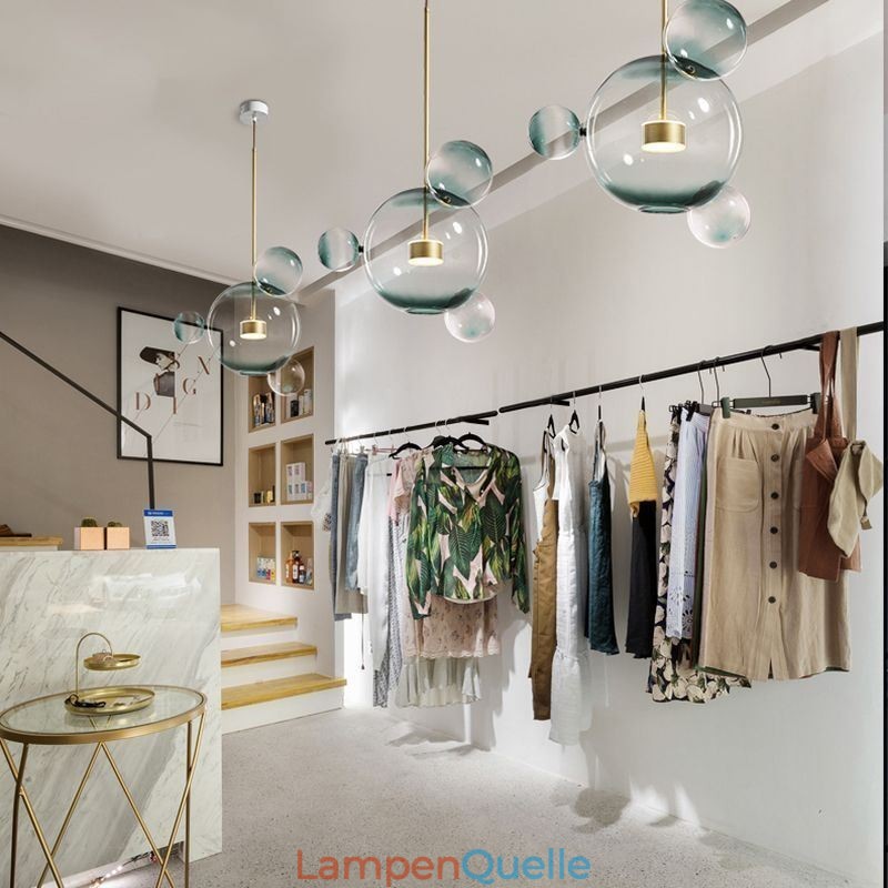 Pendelleuchte Glas Bubble Deckenleuchte Farbverlauf Grün Lampe