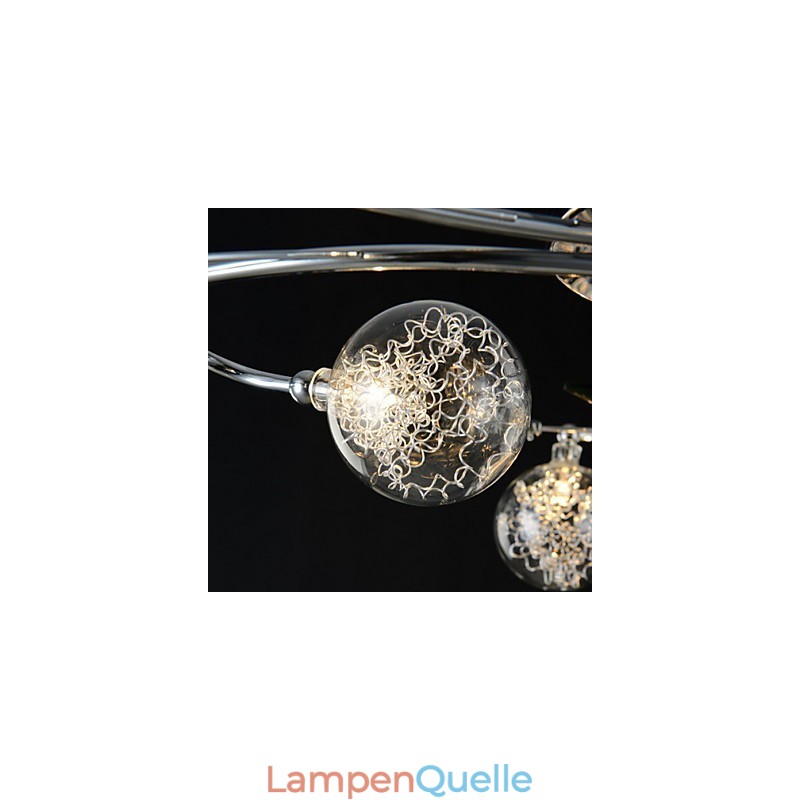 Kronleuchter 6 Lichter Land Aluminium Glas Chrom