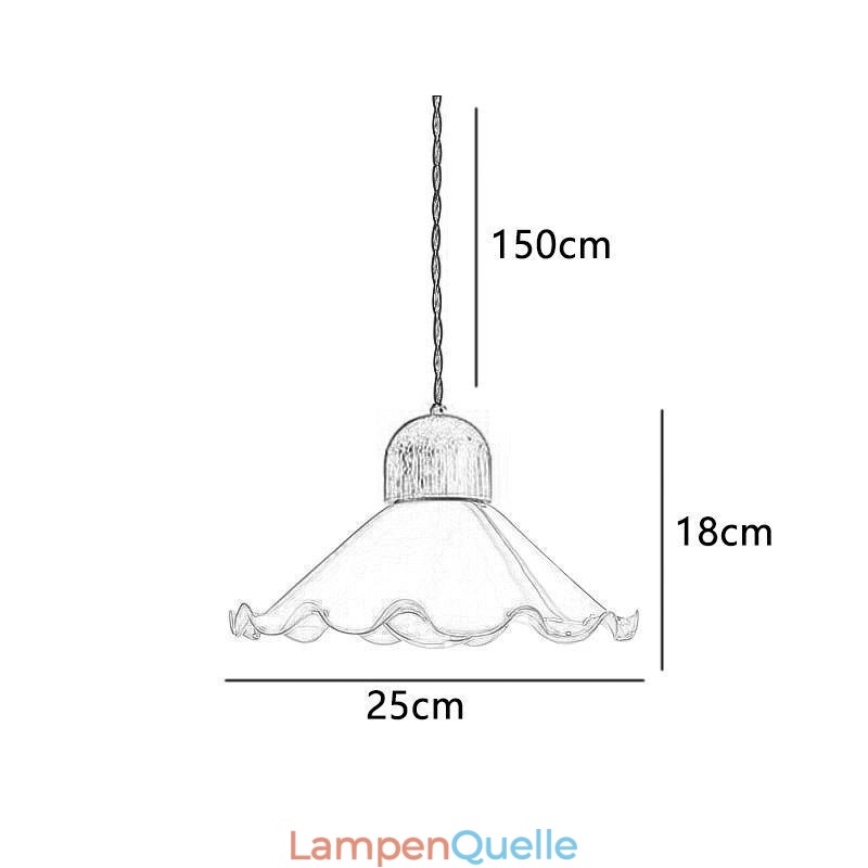 Moderne Pendelleuchte aus Glas mit Spitze und Einzelkopf