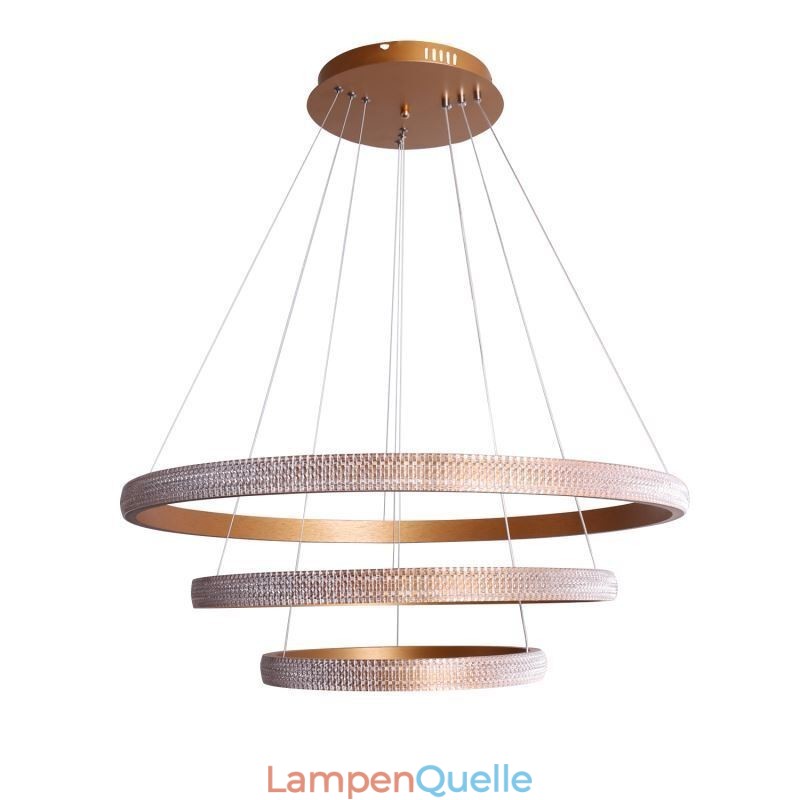 Moderne Pendelleuchte Acryl 3 Ringe Lampe 80+60+40cm