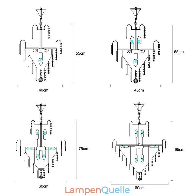 Moderne elegante Kristall Pendelleuchte konische Kronleuchter