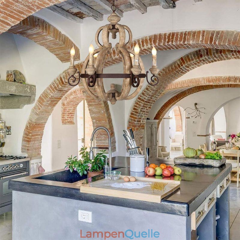 Holz Pendelleuchte Nordic Retro Deckenleuchte