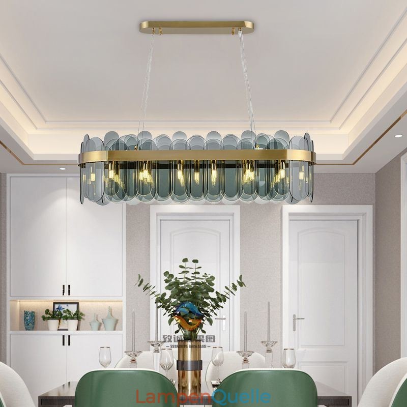 Minimalistische Glas Pendelleuchte Einzigartige Farbe Rechteck Deckenleuchte Insel