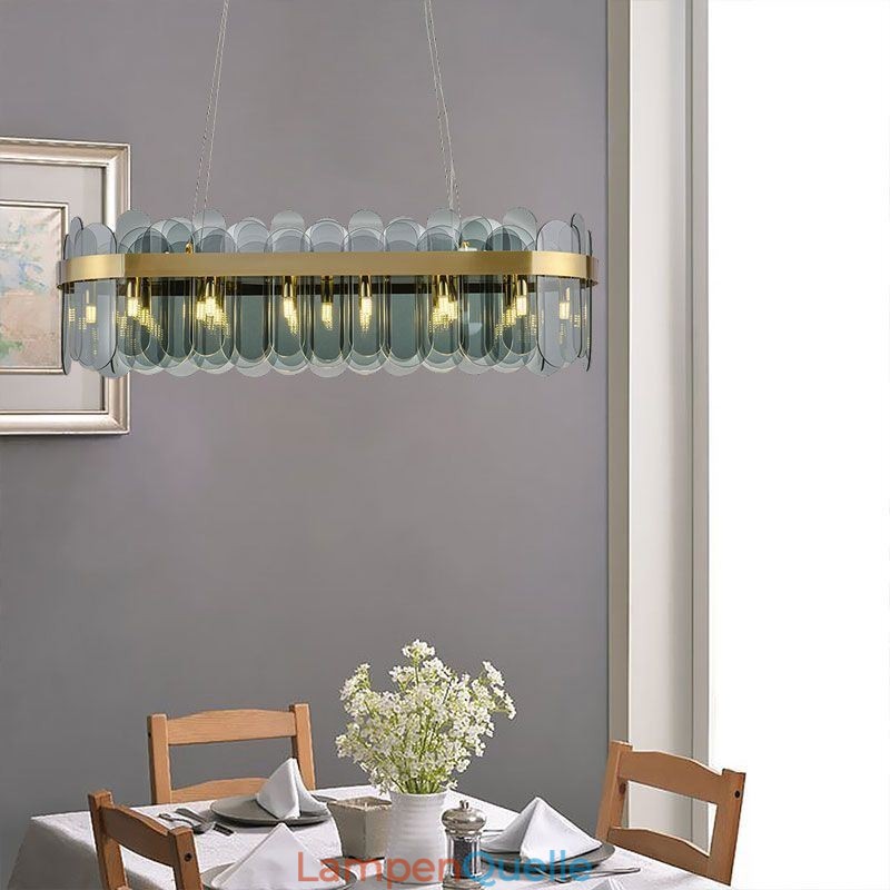 Minimalistische Glas Pendelleuchte Einzigartige Farbe Rechteck Deckenleuchte Insel