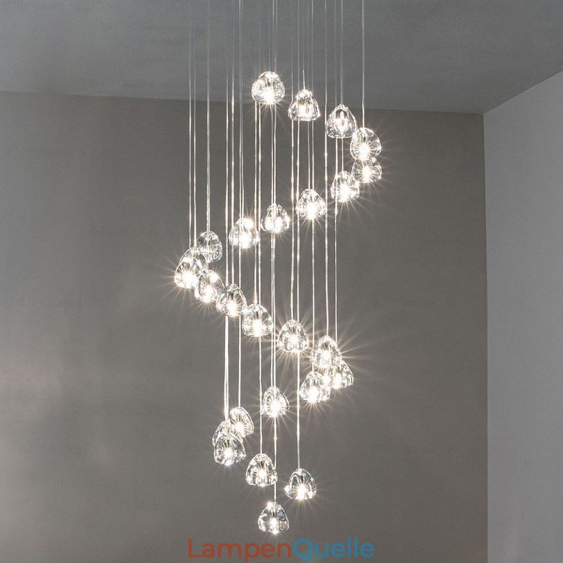 Moderne Kristall Cluster Pendelleuchte Einzigartige Kristall Lampenschirm Duplex Treppe