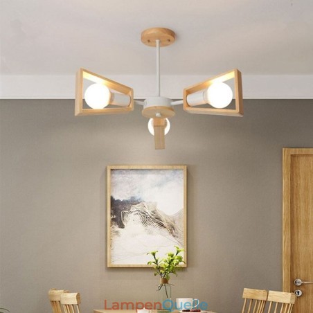 Moderner fächerförmiger Kronleuchter, elegante Pendelleuchte aus Holz Moderner fächerförmiger Kronleuchter, elegante Pendelleuchte aus Holz