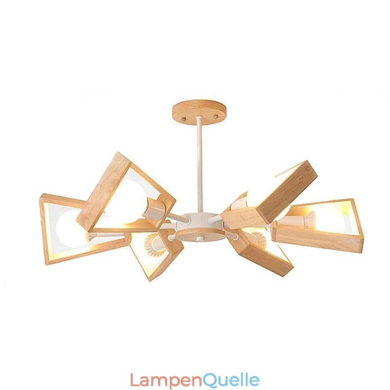 Moderner fächerförmiger Kronleuchter, elegante Pendelleuchte aus Holz