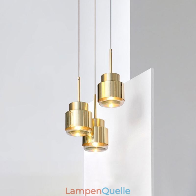 Postmoderne Glas Pendelleuchte Goldene Zylinderlampe Helle Beleuchtung