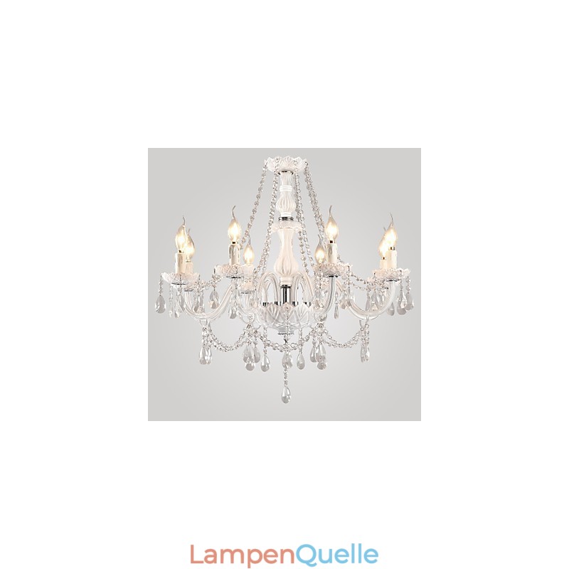 Kronleuchter Weiß Kristall Modern Living 8 Lichter