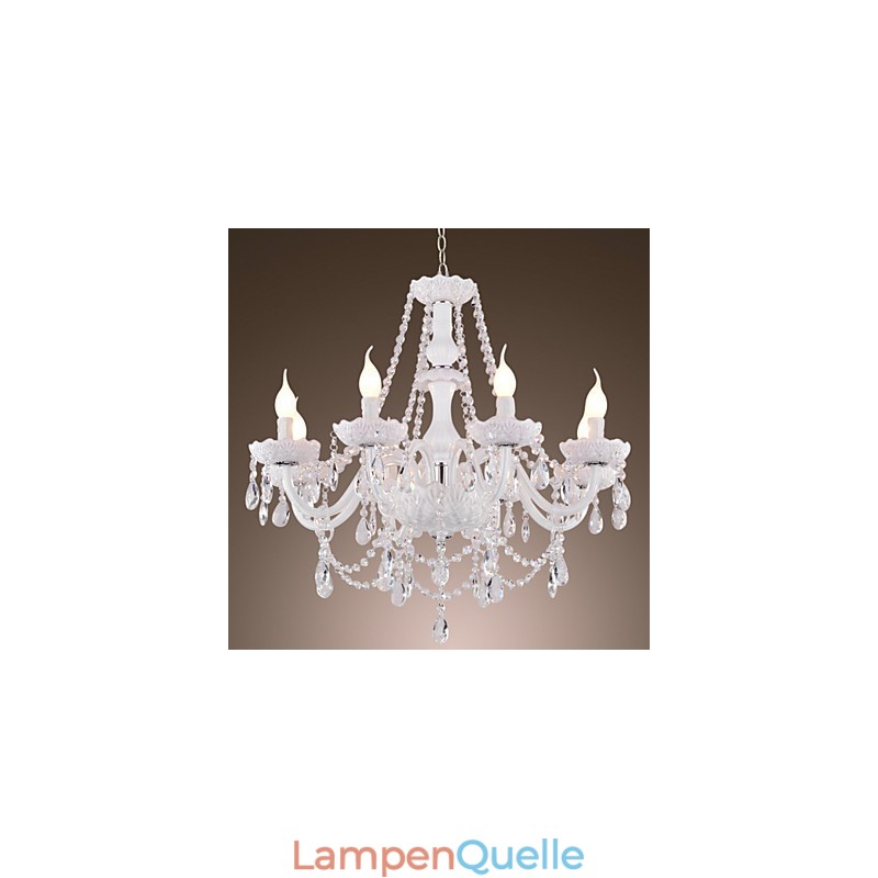 Kronleuchter Weiß Kristall Modern Living 8 Lichter