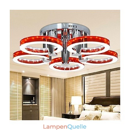 Moderner roter Kronleuchter aus Acryl mit 5 Lichtern (Chrom-Finish) Moderner roter Kronleuchter aus Acryl mit 5 Lichtern (Chrom-Finish)