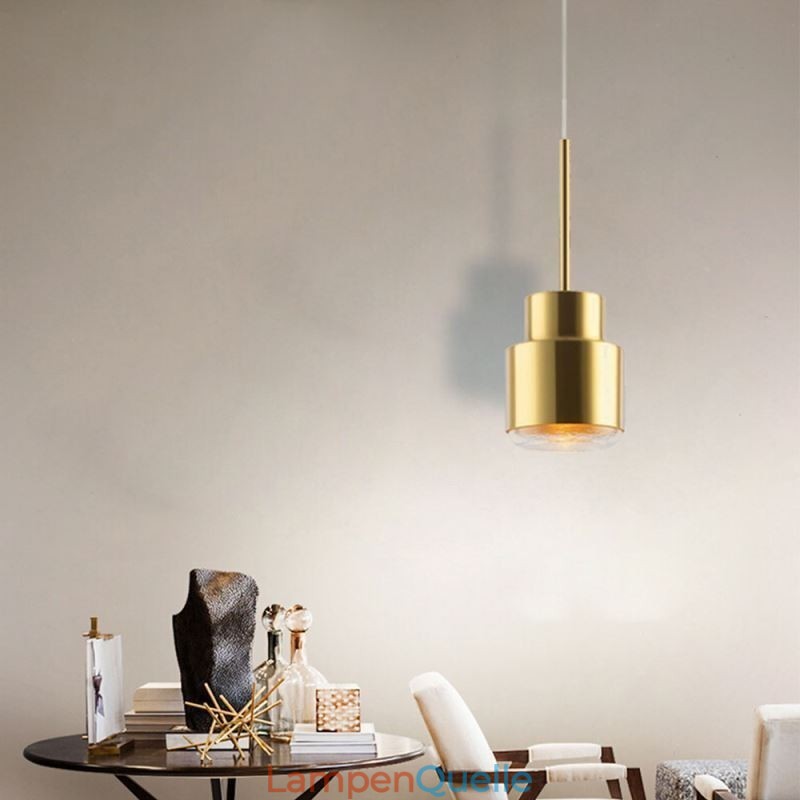 Postmoderne Glas Pendelleuchte Goldene Zylinderlampe Helle Beleuchtung