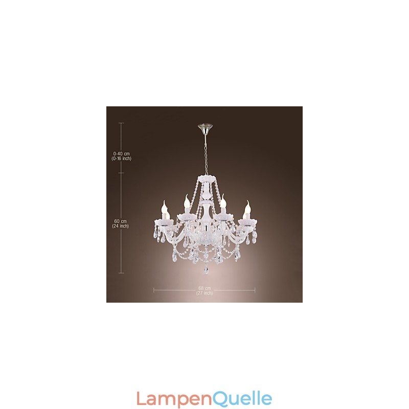 Kronleuchter Weiß Kristall Modern Living 8 Lichter