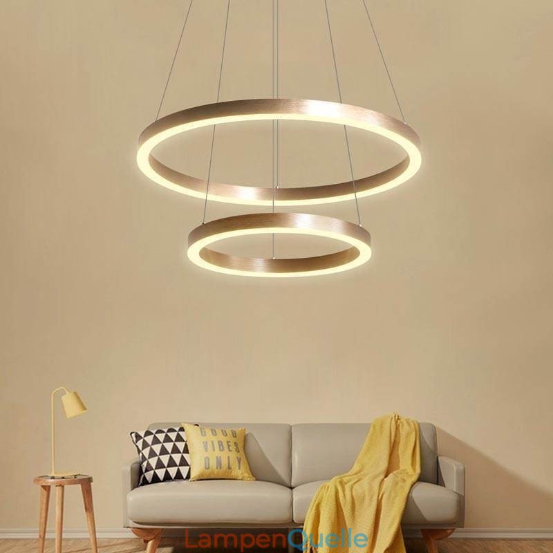 Pendelleuchte Zeichnung Handwerk 2 Ringe Lampe 60+40cm