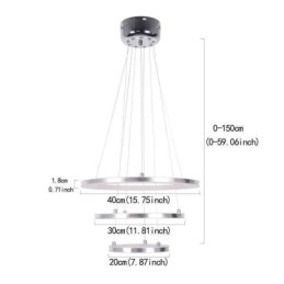 Moderne Pendelleuchte Acryl 3 Ringe Lampe 40+30+20cm