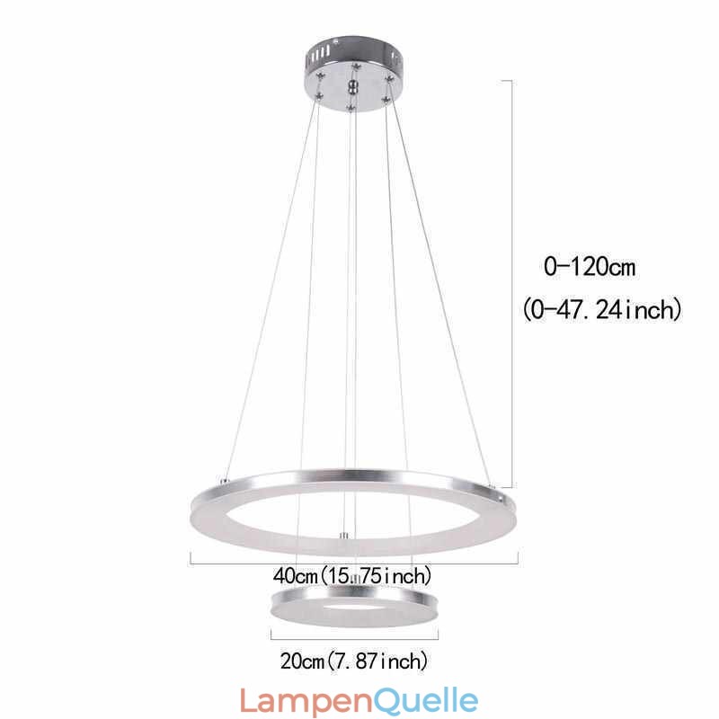 Moderne Pendelleuchte Acryl 2 Ringe Lampe 40+20cm