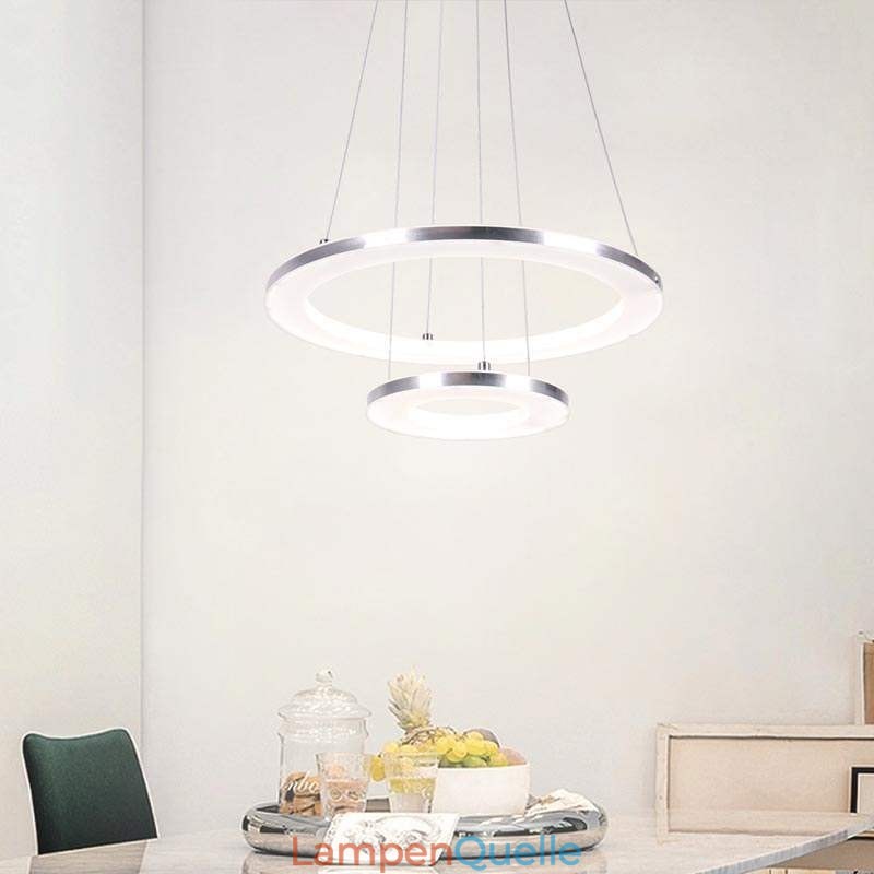 Moderne Pendelleuchte Acryl 2 Ringe Lampe 40+20cm