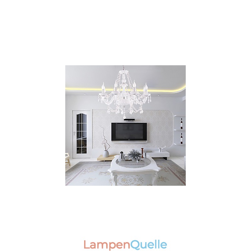 Kronleuchter Weiß Kristall Modern Living 8 Lichter