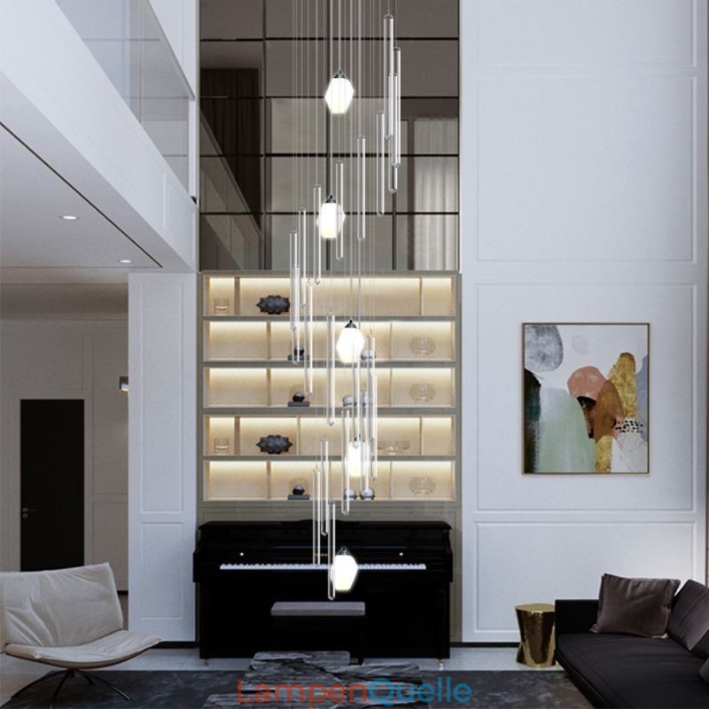 Cluster Pendelleuchte Moderne Große Anhänger Kristall Kronleuchter Duplex Treppe