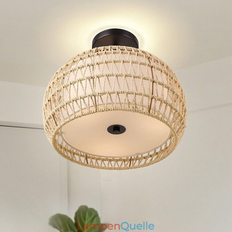 Deckenleuchte, rund, 32 cm, aus Papierseilstoff, 3 Lichter