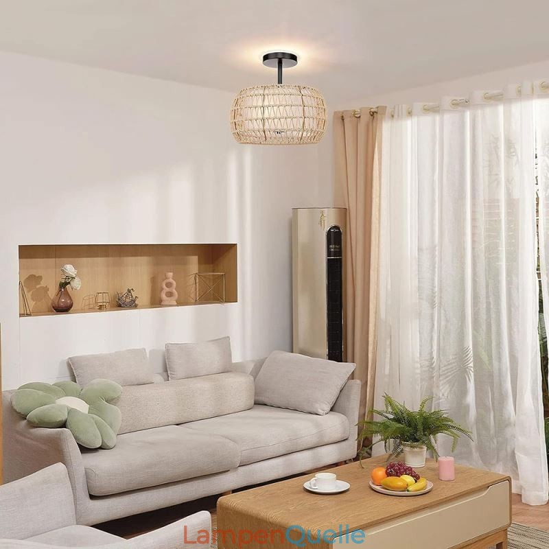 Deckenleuchte, rund, 32 cm, aus Papierseilstoff, 3 Lichter