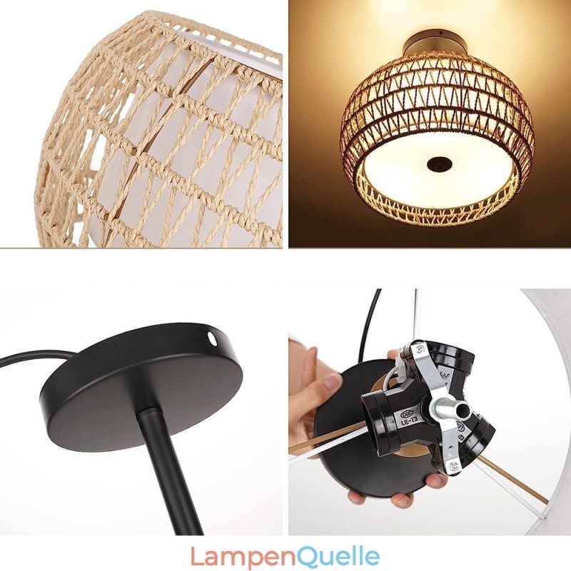 Deckenleuchte, rund, 32 cm, aus Papierseilstoff, 3 Lichter