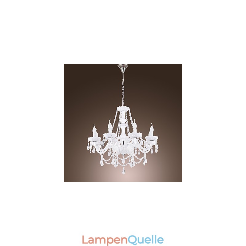 Kronleuchter Weiß Kristall Modern Living 8 Lichter