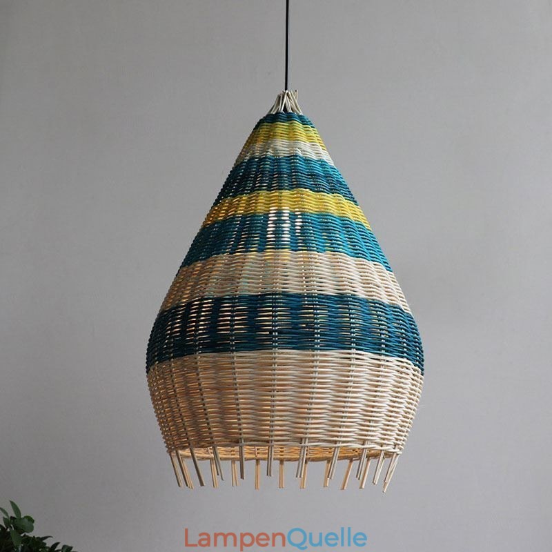 Bambus und Rattan Pendelleuchte gestreift Intervall handgewebte Lampenschirm Deckenleuchte