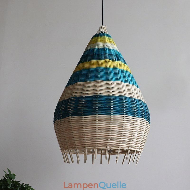 Bambus und Rattan Pendelleuchte gestreift Intervall handgewebte Lampenschirm Deckenleuchte