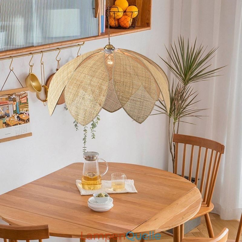 Rattan Lotus Pendelleuchte Cafe Retro Rattan Art Deckenleuchte