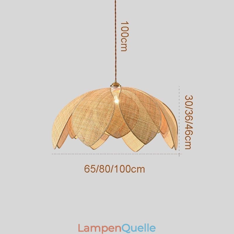 Rattan Lotus Pendelleuchte Cafe Retro Rattan Art Deckenleuchte