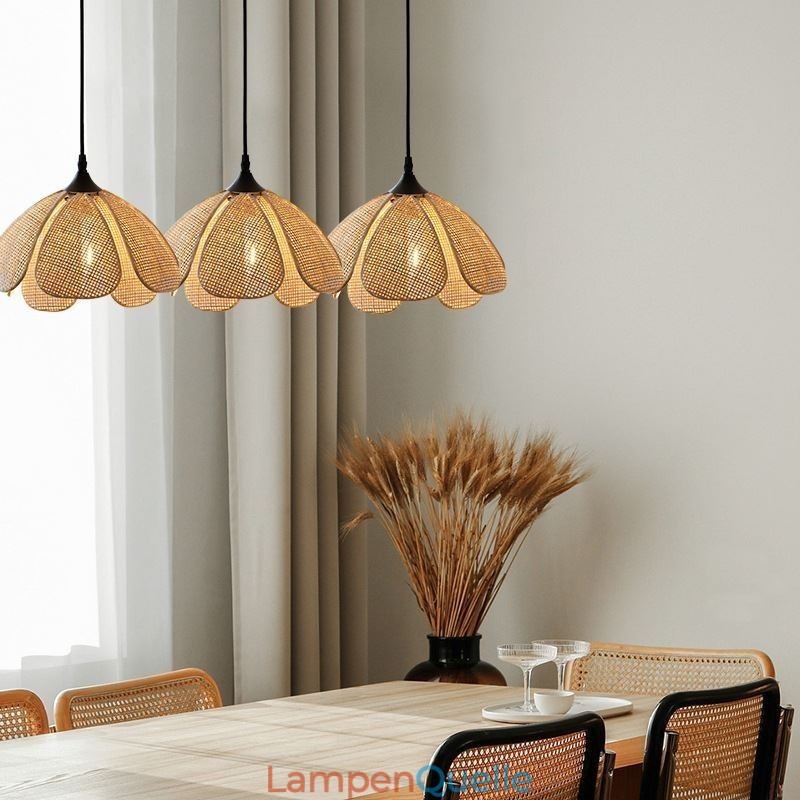 Rattan Pendelleuchte Retro Rattan Deckenleuchte
