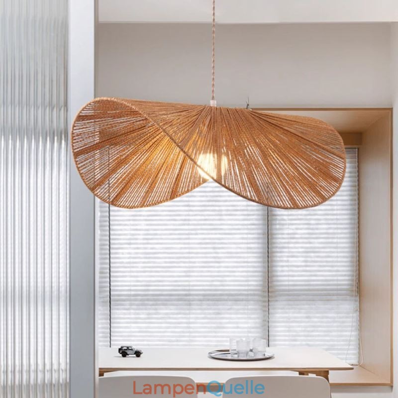 Retro Pendelleuchte Kreative Wabi Sabi Strohhut Hanfseil Deckenleuchte